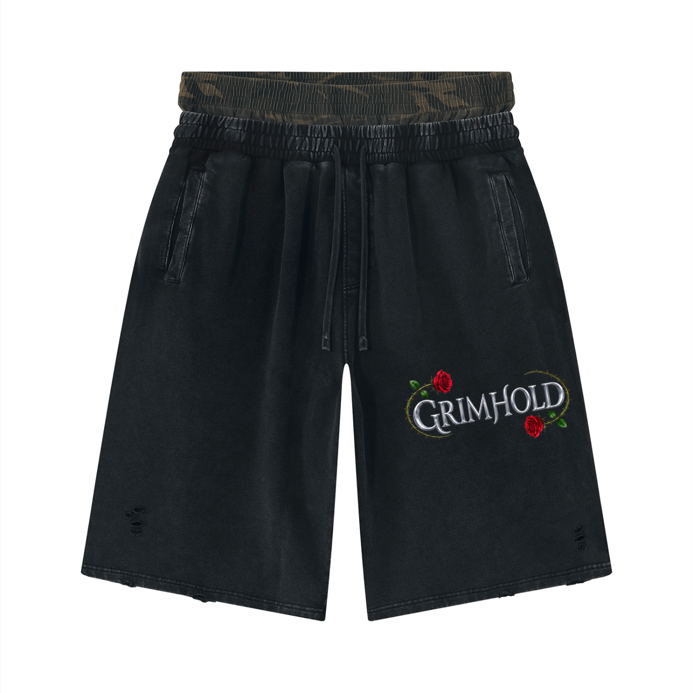 Unisex Vintage Wash Distressed Wide Leg Shorts