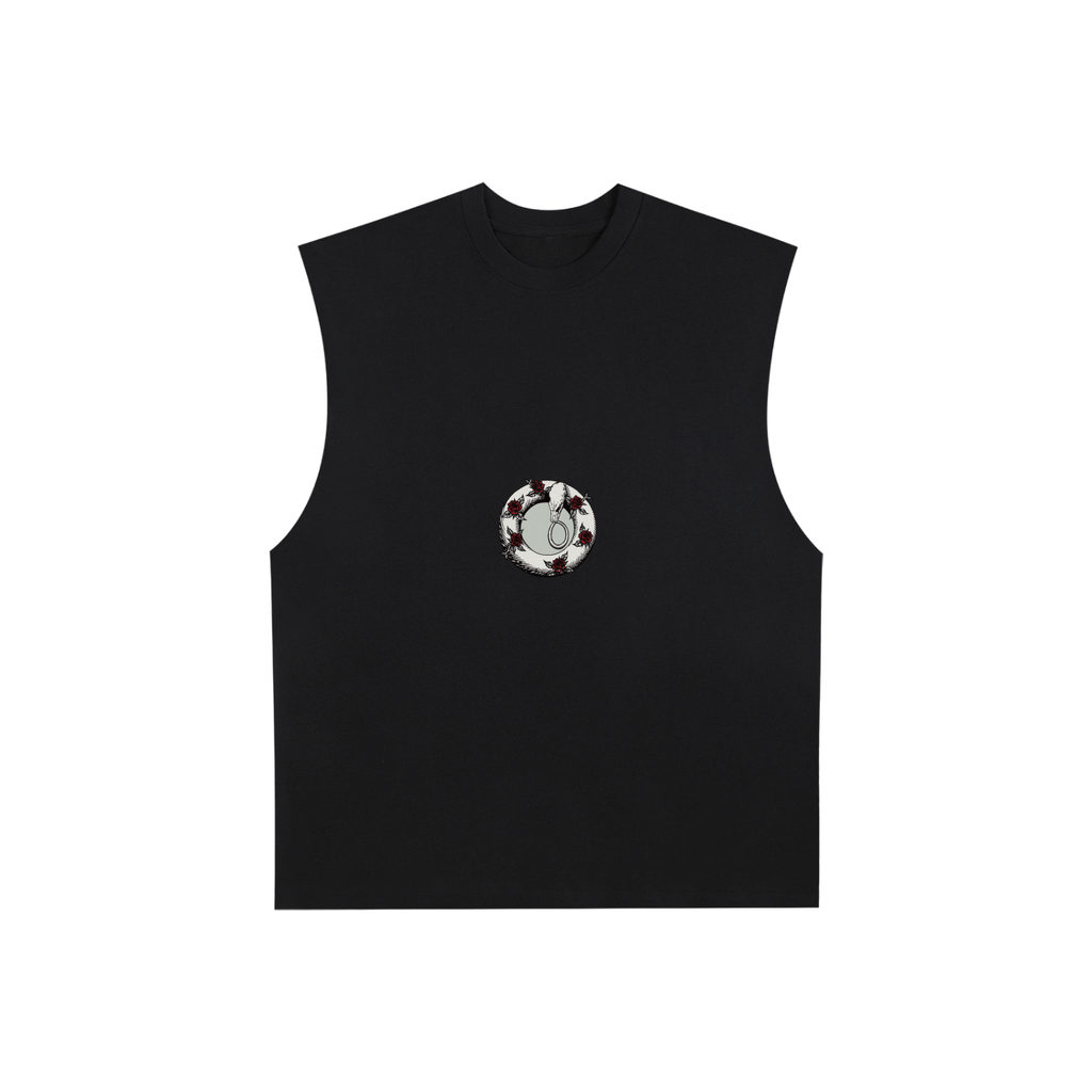 GRIMHOLD Ouroboros Rose Raw Edge Tank Top
