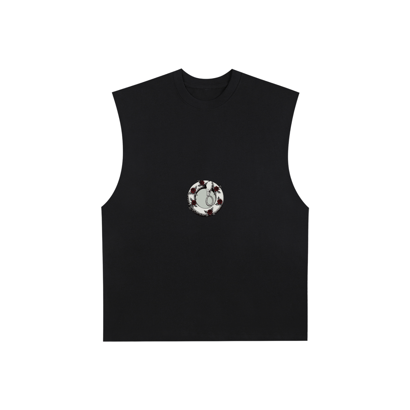 GRIMHOLD Ouroboros Rose Raw Edge Tank Top