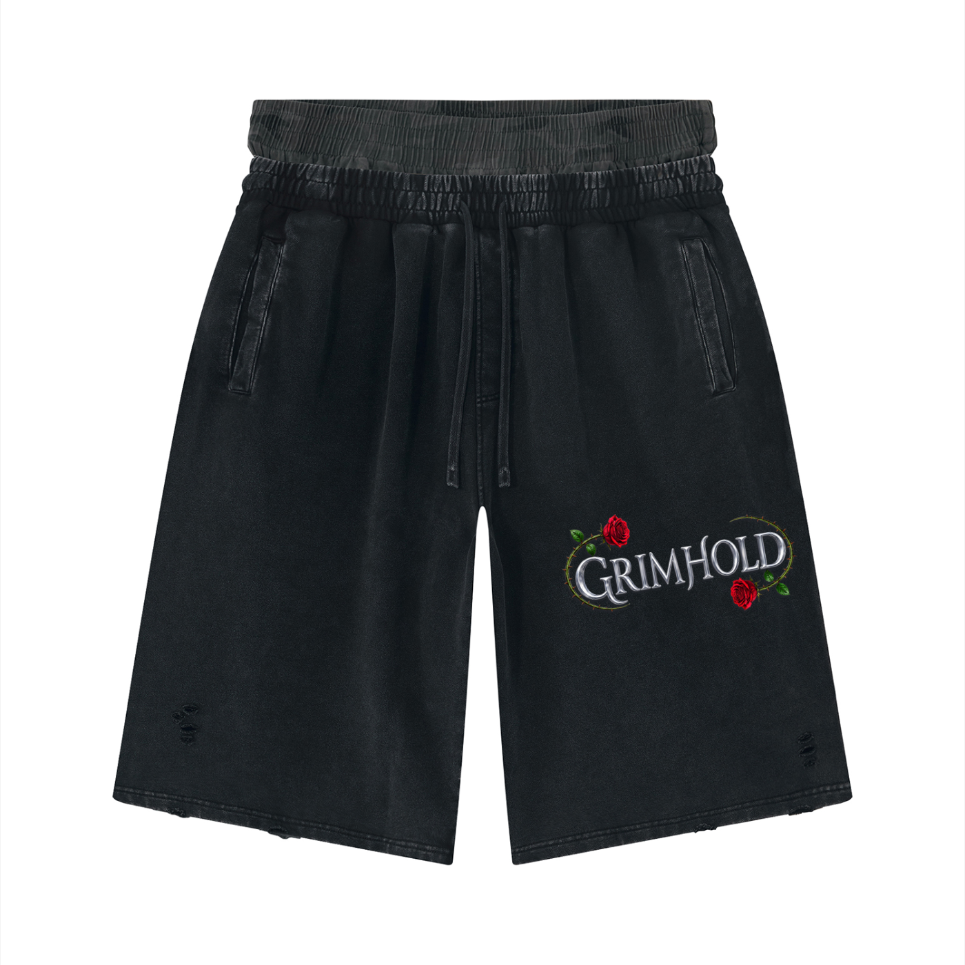 Unisex Vintage Wash Distressed Wide Leg Shorts