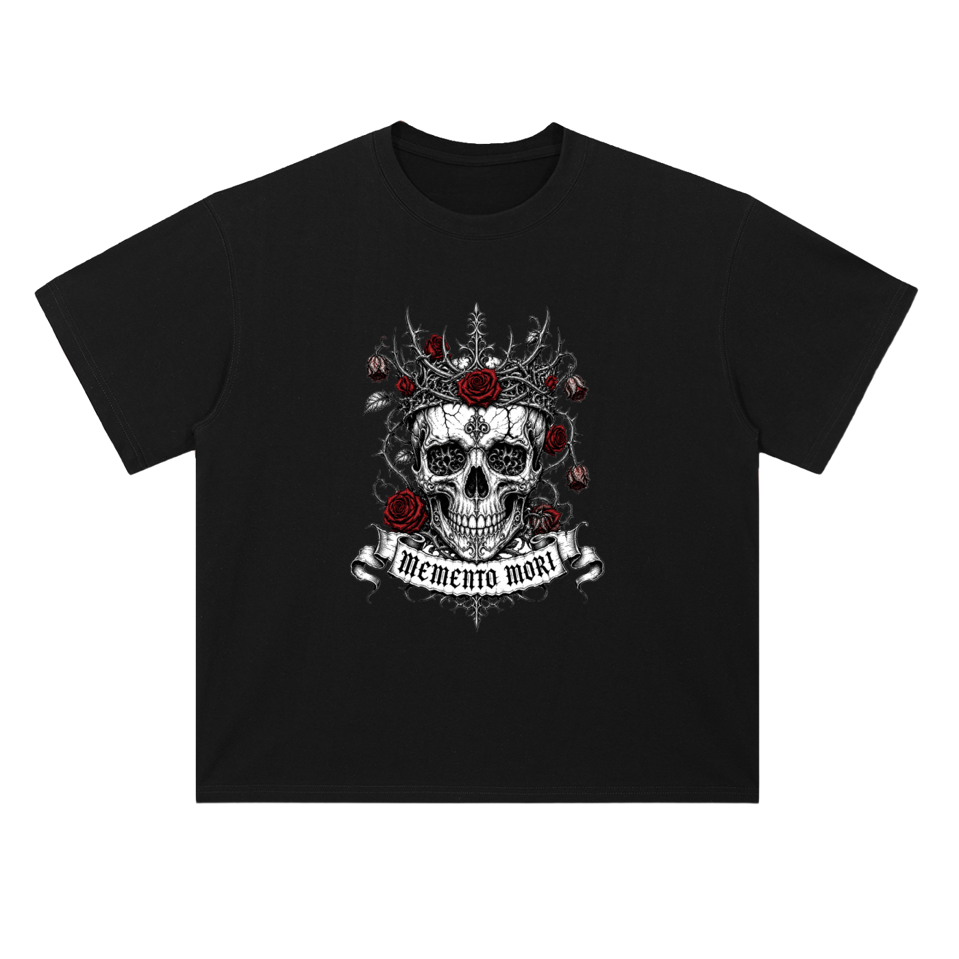 GRIMHOLD Memento Mori Skull Crown Drop Shoulder Tee